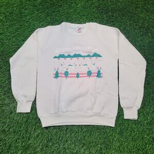 VTG 80s Jerzees Colorado Teddy Bear Sweatshirt Unisex S Puff Print USA